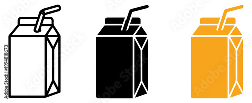 juice carton drink beverage icon set