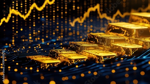 Golden Investment Insights: Abstract Data Visualization of Gold Bar Market Trends