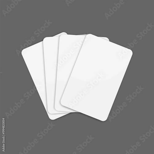 Blank playing cards in stack fanned out. Empty playing cards template. Vector illustration