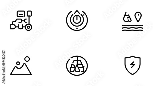 Set of Line Art Icons: A collection of meticulously designed line art icons representing a variety of concepts, perfect for enhancing your creative projects.