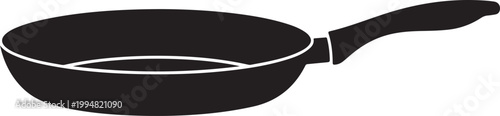 Black frying pan, cooking pan, kitchen utensil, cookware icon
