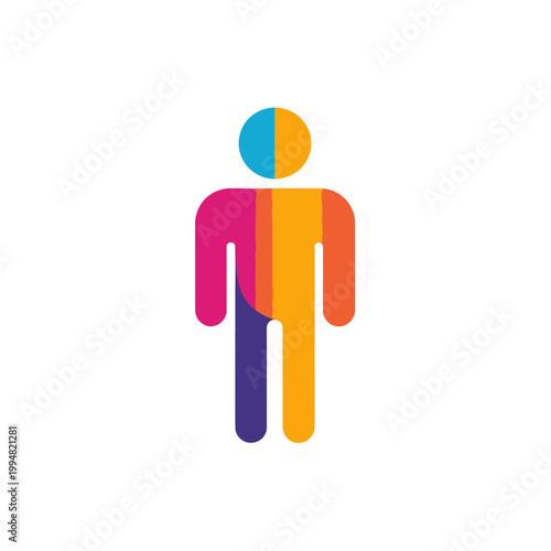 Abstract colorful human icon isolated