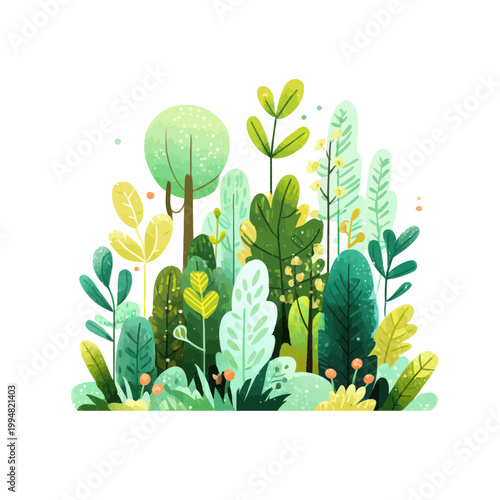 Abstract Forest Illustration with Lush Greenery