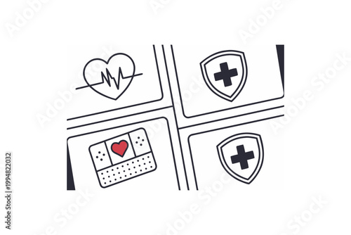 healthcare ui icons heart ecg waveform