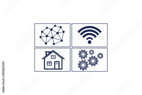 iot system icons smart house connected nodes