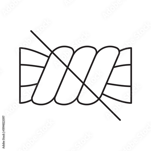 Line vector illustration of the do not wring laundry care symbol with a diagonal line.