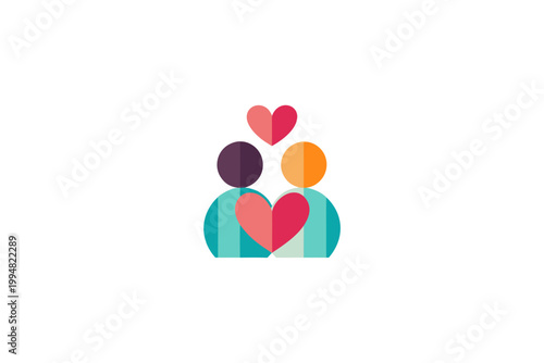 two silhouettes leaning heads together abstract human icons