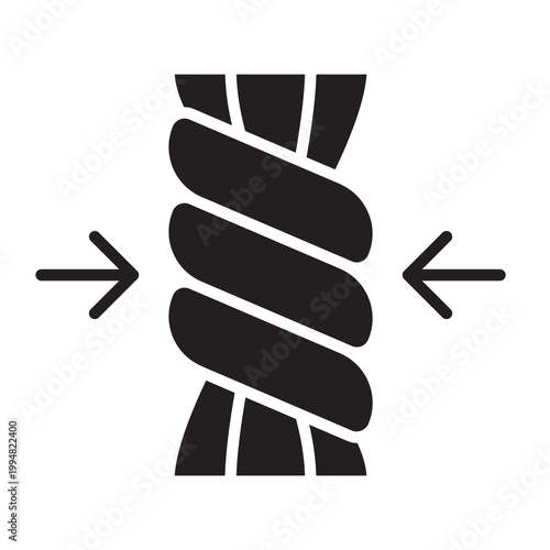 Solid vector illustration of a wringing clothes symbol with arrows indicating twisting motion.