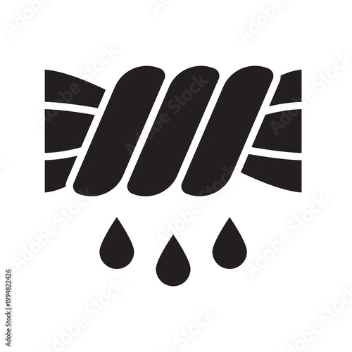 Solid vector illustration of a wringing symbol with water drops, indicating squeezing out moisture.