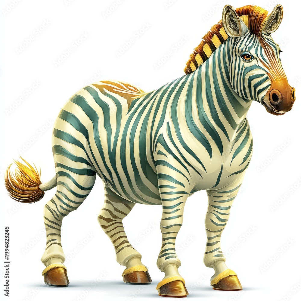 Fototapeta premium A friendly zebra illustration with a simple structure and gentle look for young learners.
