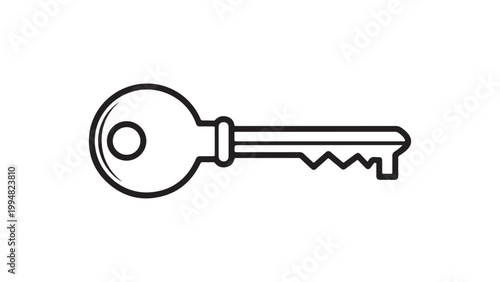 A black line drawing of a key on a white background for unlocking concepts