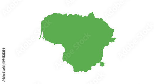 A vibrant green silhouette depicts the geographical shape of lithuania showcasing its national territory high quality professional detailed