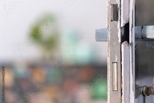Photos Broken Door Frame Concept of Attempted Burglary and Theft