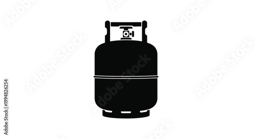 A stark black silhouette depicts a propane tank commonly used for gas storage and heating applications high quality