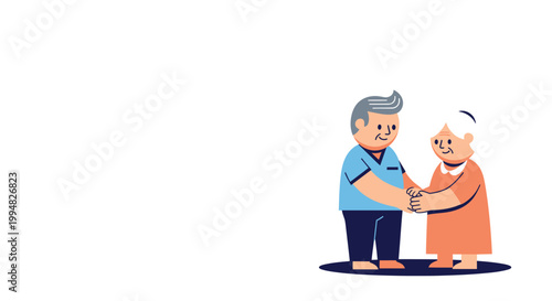 Elderly Care Support Illustration – Nurse Assisting Senior Patient