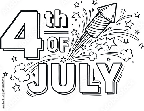 Festive fourth of july illustration a black and white celebration of independence day