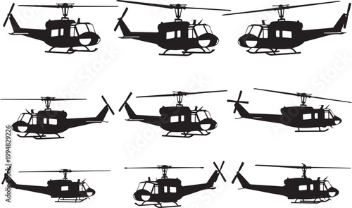 Th-1h Huey silhouette vector illustration.