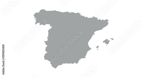 A grayscale outline depicts the geographical shape of the iberian peninsula specifically spain and portugal high quality professional