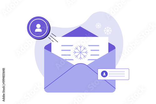 Cold Email Outreach and Lead Generation Concept. A professional email envelope with snowflake icons, representing cold outreach, prospecting, and sales lead generation