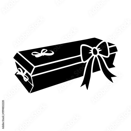 Casket adorned with ribbons for memorial ceremonies and tributes. Casket features decorative bows and elegant finishing, representing love and remembrance.