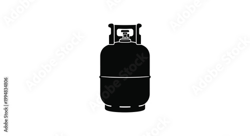 A stark black silhouette depicts a propane tank a common household and industrial gas storage container high quality