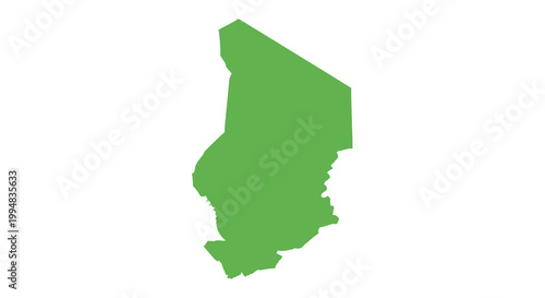 A solid green silhouette depicts the geographical outline of the nation of chad in africa high quality professional
