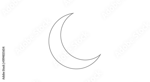 Simple Crescent Moon Outline Icon on White Background - Minimalist Celestial Symbol