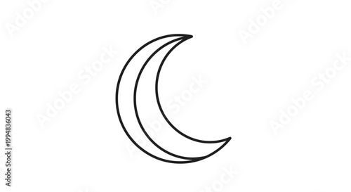 Minimalist Crescent Moon Icon - Simple Outline Celestial Symbol