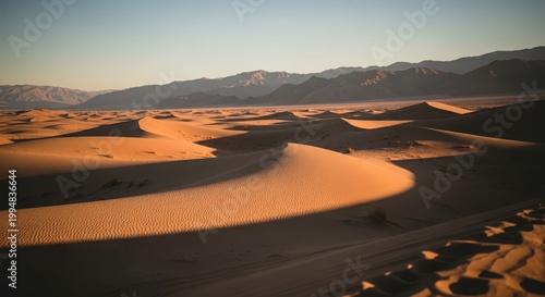 Stunning golden sand dunes in death valley national park