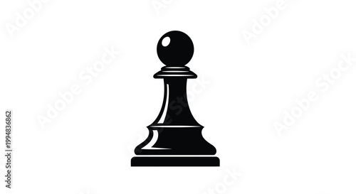 A stark black and white image showcases a single chess pawn centrally positioned against a white backdrop