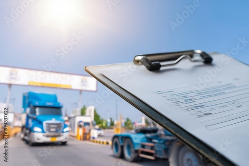 Clipboard and Truck at a Freight Terminal During Daytime With Clear Sky