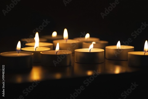 Collection of Candles Arranged in a Dark Space With Flames Lit