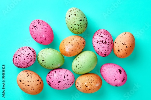 Colorful Eggs Arranged on a Bright Surface for Decoration or Celebration in S...