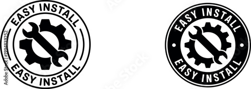 Easy install stickers with gear and wrench symbol