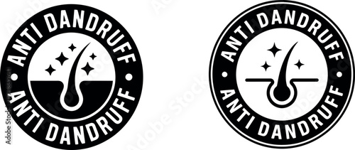 Anti dandruff shampoo logo design with hair follicle icon and stars