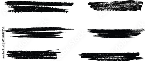 Dynamic brush stroke textures high quality black paint brush effects for artistic design and graphic elements