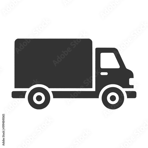 Dark Gray Delivery Truck Side View Icon Simple Flat Design Shipping Transport Symbol