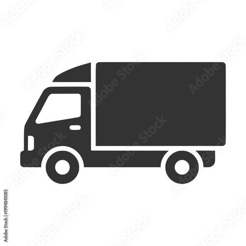 Dark Gray Cargo Truck Icon Simple Flat Design Freight Delivery Logistics Symbol