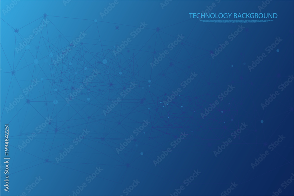 Obraz premium Abstract Technology Network Background with Blue Gradient Digital Connection Lines