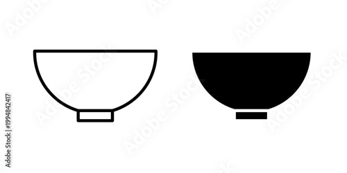 Bowl icon in solid fill style, displayed in black on white background. Ideal for food, kitchen, dining, and meal-related interfaces.