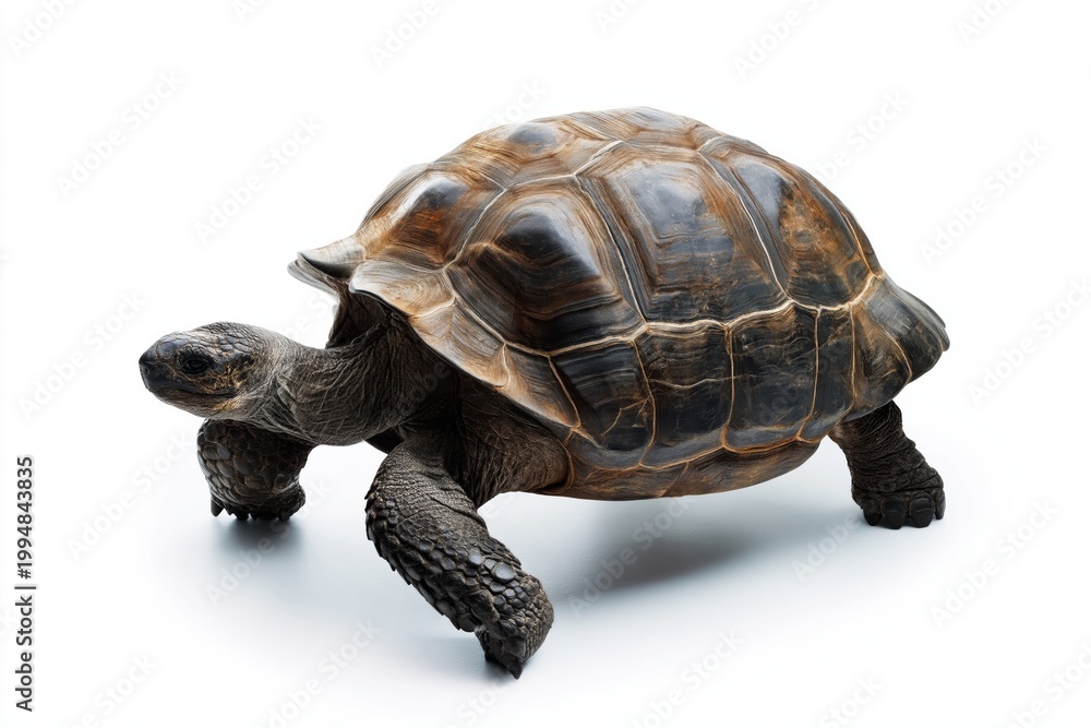 Fototapeta premium Tortoise Walking on a White Surface in an Indoor Setting During Daytime
