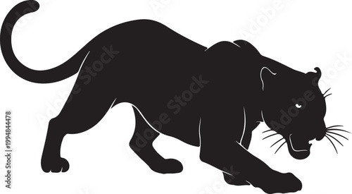 Black panther silhouette in a crouched position