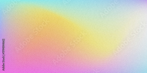 Photos Soft rainbow gradient background with a textured grainy noise effect, featuring pastel pink, purple, yellow, and blue hues