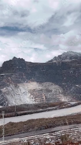 Massive Open Pit Mine in High Altitude Mountain Range