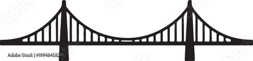 Black silhouette of a suspension bridge with detailed cables