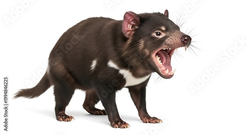 A Tasmanian devil with its mouth open 