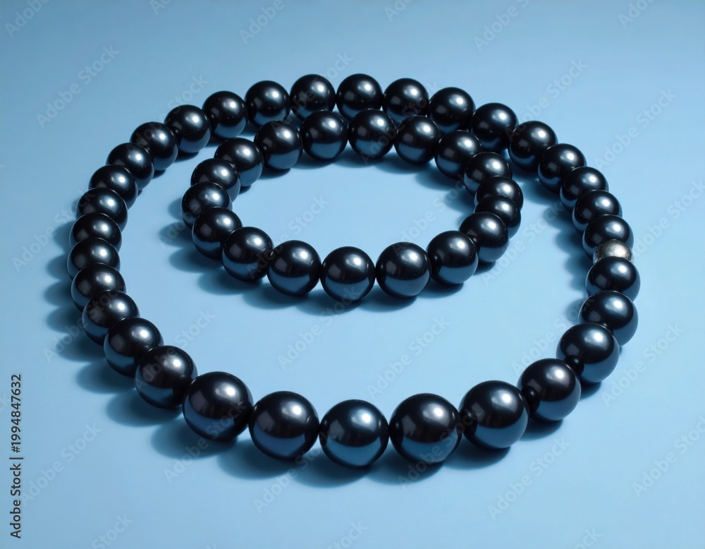Obraz premium Luxury black pearl necklace arranged in a double circle