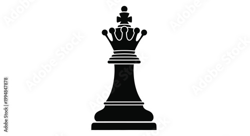 A stark black silhouette depicts a classic chess queen showcasing intricate design and regal symbolism high quality professional