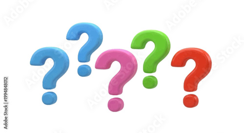 Vector illustration of colorful 3d question marks on a transparent background