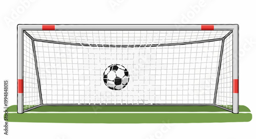 Soccer ball flying through the goal